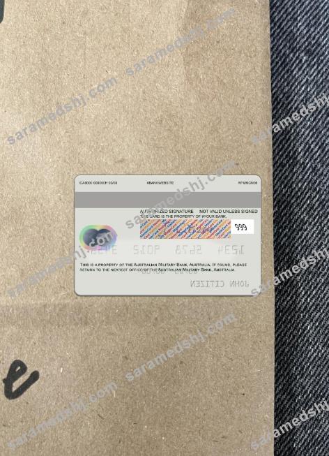 Australia Australian Military Bank mastercard photolook back